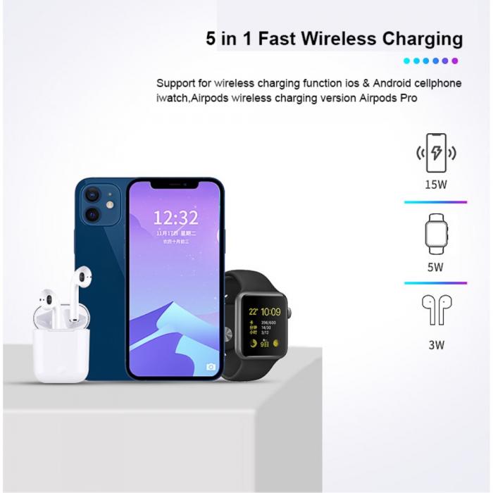  - 4-in-1 Trdls Laddare Magsafe iPhone, Apple Watch, AirPods - Svart
