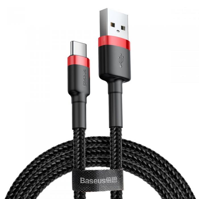 BASEUS - BASEUS Cafule USB-C Kabel 100 cm Rd/Svart