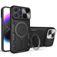 A-One Brand - iPhone 15 Plus Mobilskal Magsafe Ringhållare Slide Kamera - Svart