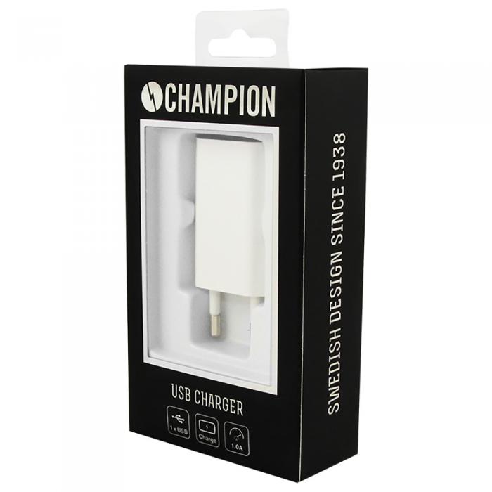 UTGATT5 - Champion USB Laddare 230V 1A Vit