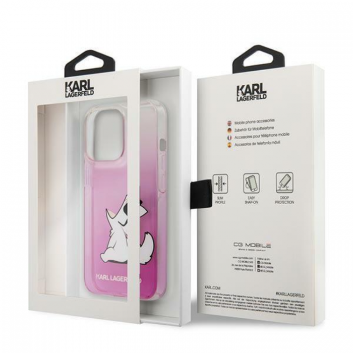 UTGATT1 - Karl Lagerfeld iPhone 14 Pro Skal Choupette Fun - Rosa