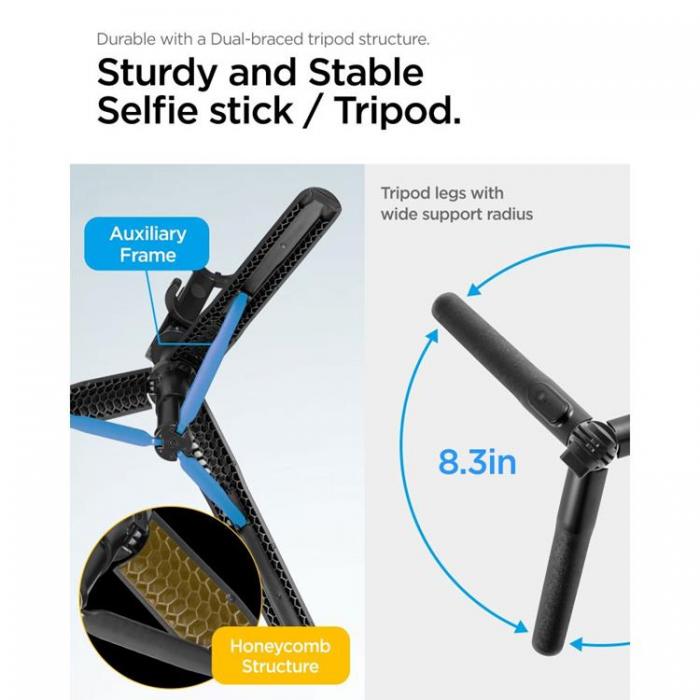 Spigen - Spigen Bluetooth Selfie Stick Tripod - Svart