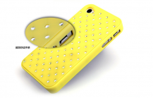 A-One Brand - Diamond Baksideskal till Apple iPhone 4S/4 + Skrmskydd (Gul)