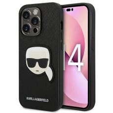 KARL LAGERFELD - Karl Lagerfeld iPhone 14 Pro Max Skal Saffiano Karl`s Head Patch - Svart