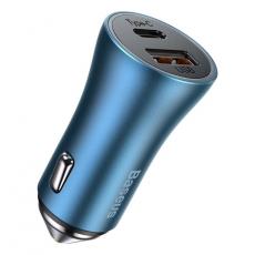 BASEUS - Baseus Billaddare USB-A/USB-C 40W - Blå