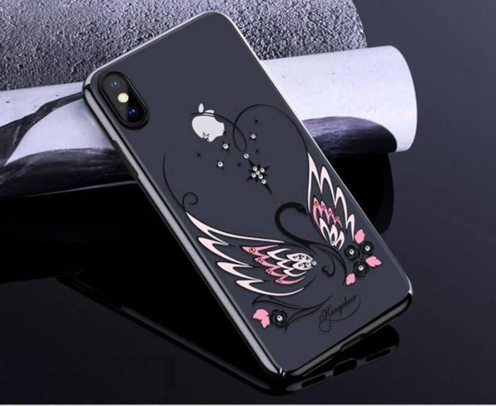 UTGATT5 - Kingxbar Swan Series skal dekorerad Crystal iPhone XS Max Svart