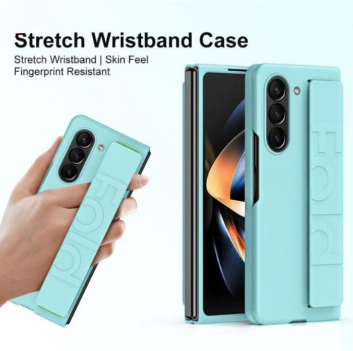 A-One Brand - Galaxy Z Fold 5 Mobilskal Wrist Strap - Cyan