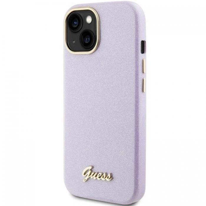 Guess - Guess iPhone 15 Mobilskal Glitter Glossy Script - Lila