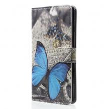A-One Brand - Plånboksfodral till Sony Xperia XZ2 - Blue Butterfly