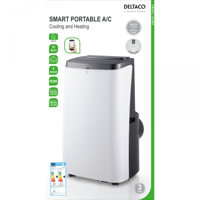 UTGATT1 - Deltaco Smart Home - Smart Portabel AC - Vit/Svart