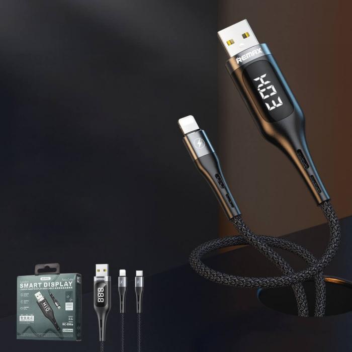 UTGATT1 - Remax Intelligent Digital USB lightning Kabel 1,2 m Svart