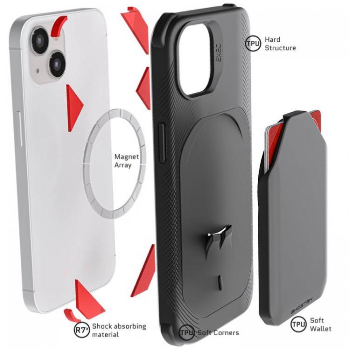 UTGATT5 - Ghostek Exec 5 Magnetic Wallet MagSafe Skal iPhone 13 - Svart