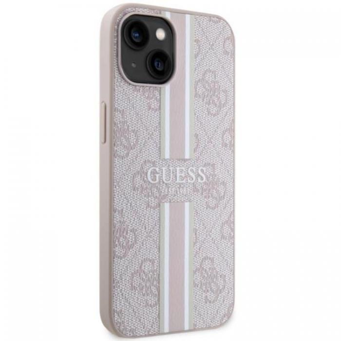 Guess - Guess iPhone 14 Mobilskal MagSafe 4G Printed Stripes - Rosa