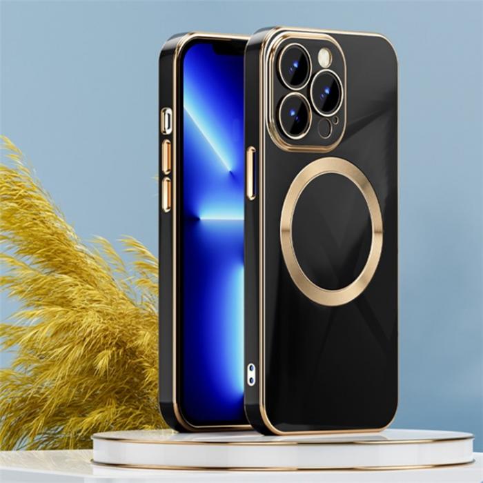 A-One Brand - iPhone 14 Magsafe Skal Gold Edge - Svart