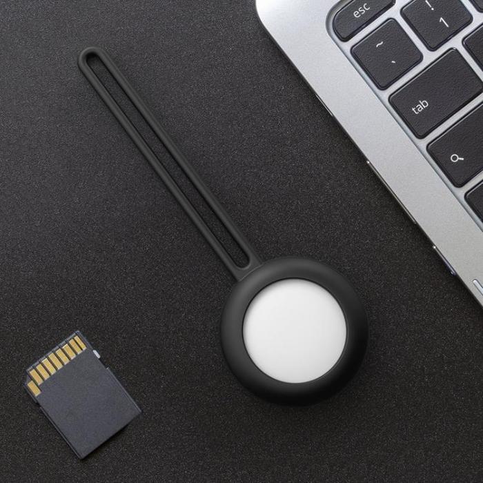 UTGATT5 - Silicone Flexible keychain Loop Skal Apple Airtag - Svart