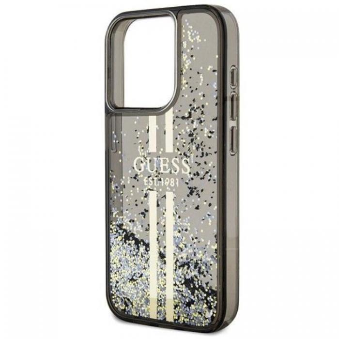 Guess - Guess iPhone 15 Pro Mobilskal Liquid Glitter Gold Stripes
