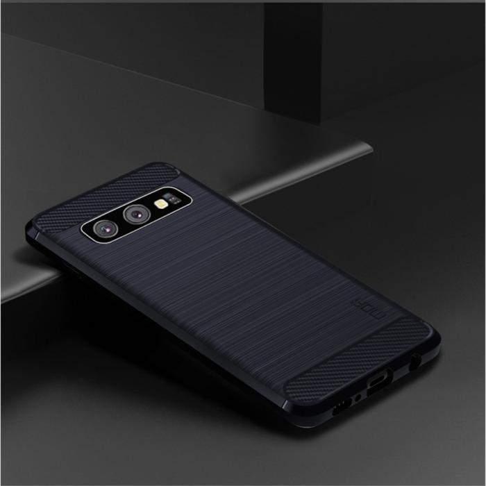 A-One Brand - Carbon Brushed Mobilskal till Samsung Galaxy S10 - Bl