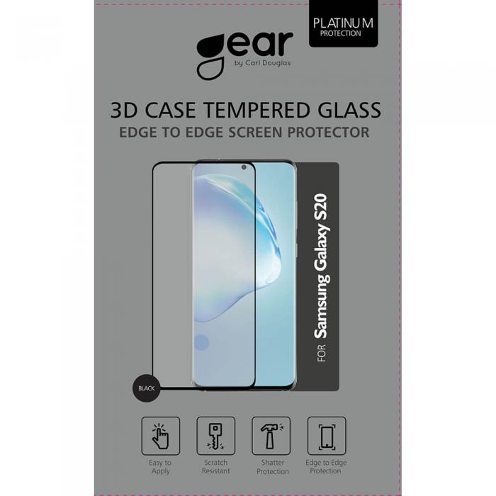 UTGATT1 - GEAR Hrdat Glas 3D Full Cover Black Samsung S20