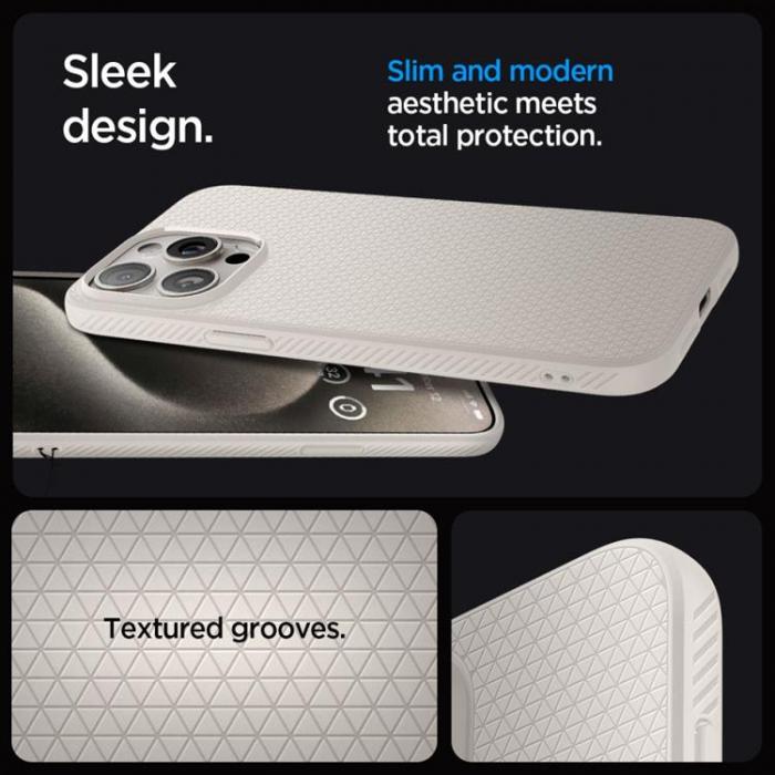 Spigen - Spigen iPhone 15 Pro Max Mobilskal Liquid Air - Natural Titanium