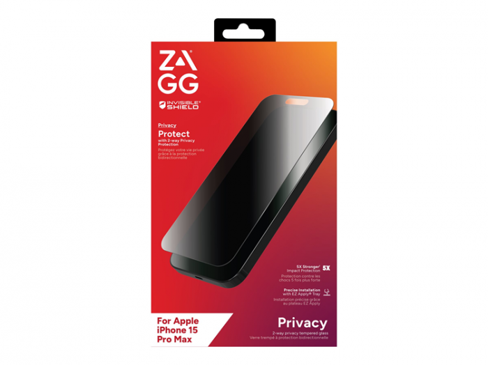 Zagg - Zagg iPhone 15 Pro Max Hrdat Glas Skrmskydd Elite Privacy