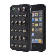 A-One Brand - Studded leather pattern FlexiSkal till Apple iPhone 4S/4 (Point Skulls)