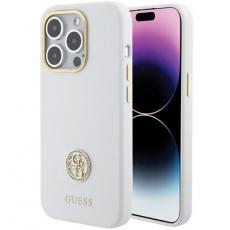 Guess - Guess iPhone 15 Mobilskal Silikon Logo Strass 4G - Vit