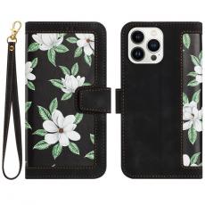 A-One Brand - iPhone 15 Pro Plånboksfodral Flower Pattern - Svart