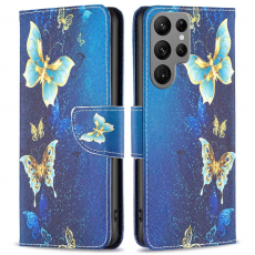 A-One Brand - Galaxy S23 Ultra Plånboksfodral - Gyllene fjärilar