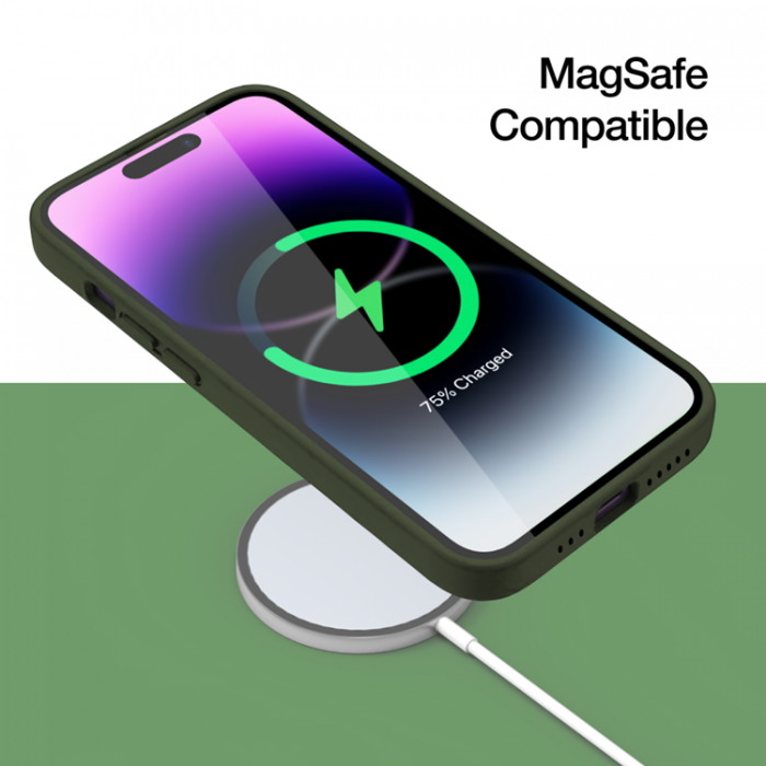 UTGATT1 - Just Mobile iPhone 14 Pro Skal MagSafe TENC Silikon - Mrkgrn