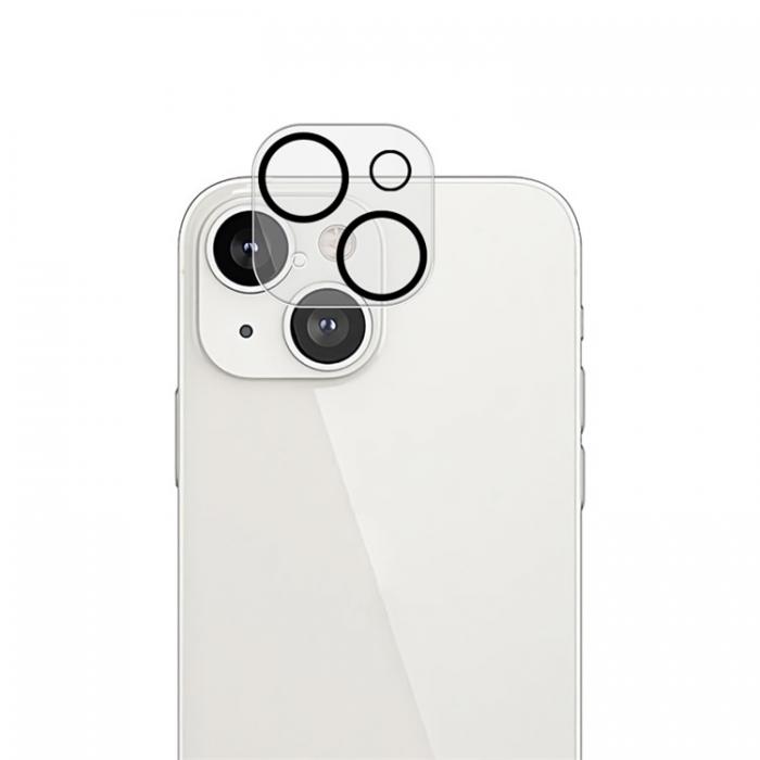 Mocolo - Mocolo iPhone 15 Plus Kameralinsskydd i Hrdat glas Silk Printing HD