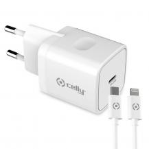 Celly&#8233;Celly - USB-laddare USB-C PD 20W + Lightningkabel&#8233;
