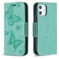 OEM - Imprint Butterfly Plånboksfodral iPhone 12 mini - Grön