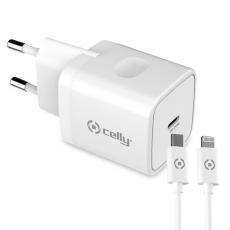 Celly - Celly - USB-laddare USB-C PD 20W + Lightningkabel