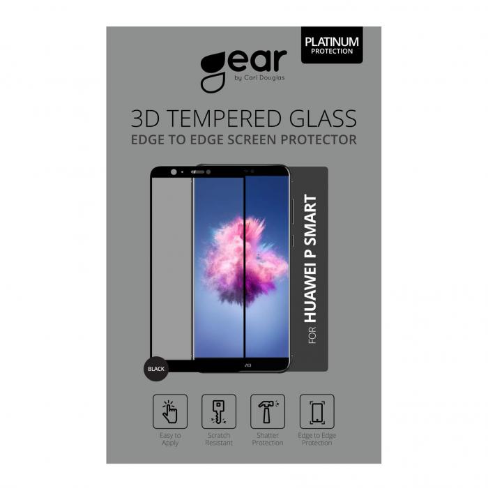 UTGATT1 - GEAR Hrdat Glas 3D Full Cover Svart Huawei P Smart 2018