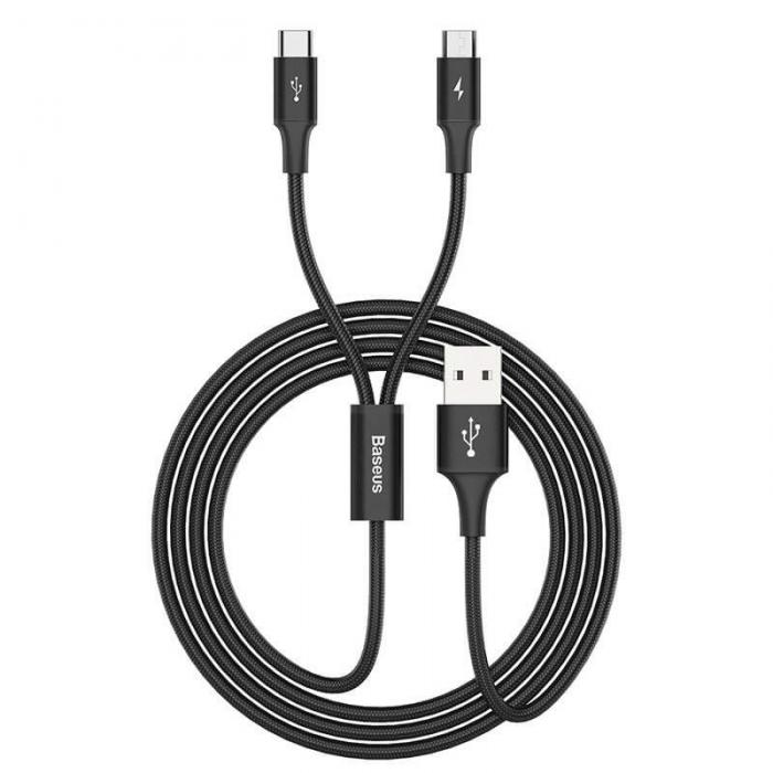 UTGATT5 - Baseus Rapid 2in1 Kabel USB Type C/micro USB 3A 1.2m Svart