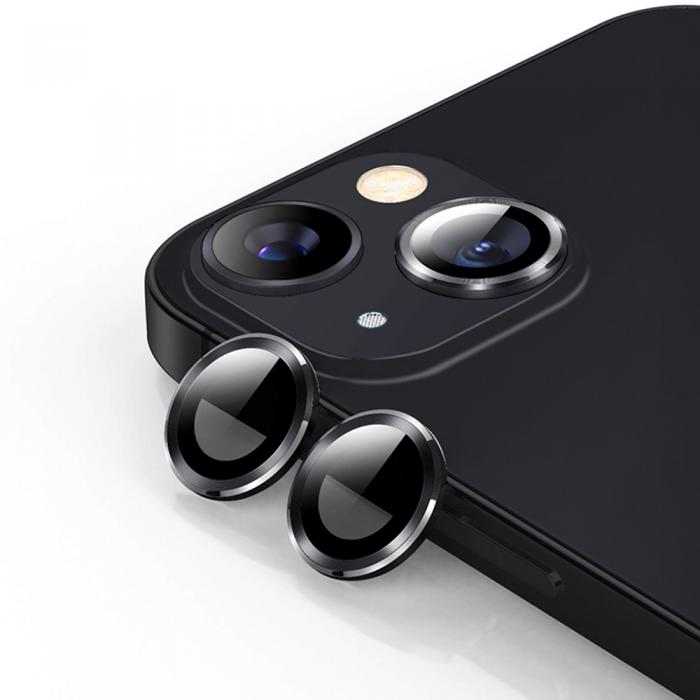 A-One Brand - iPhone 13 / iPhone 13 Mini Kameralinsskydd i Hrdat glas - Svart