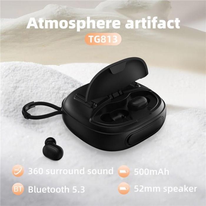A-One Brand - T&G TG813 2-i-1 TWS Trdls Hgtalare Bluetooth Hrlurar - Svart