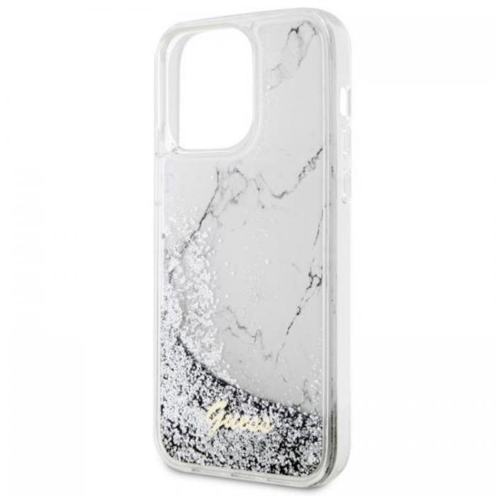Guess - Guess iPhone 14 Pro Max Mobilskal Liquid Glitter Marble - Vit