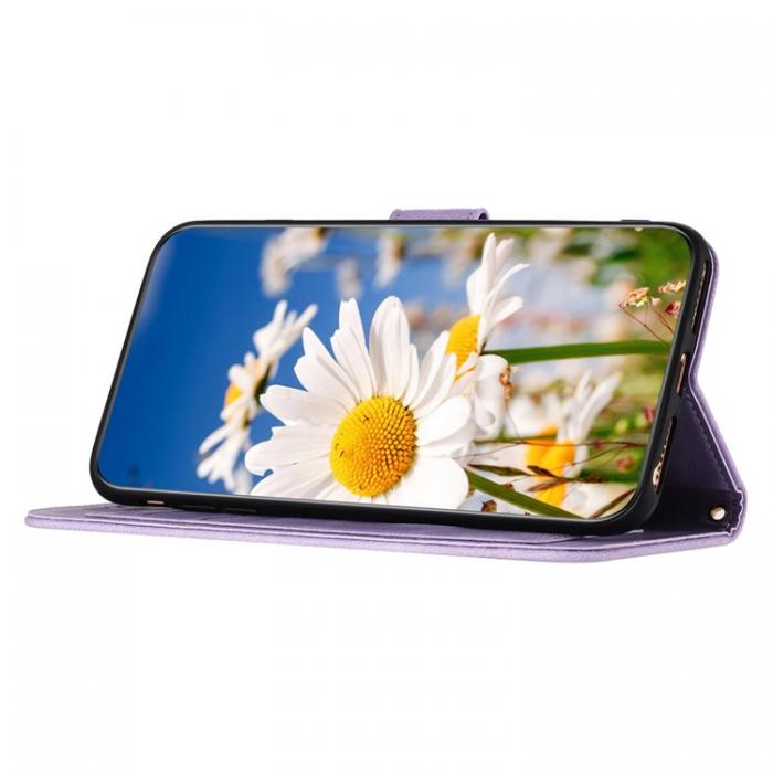 A-One Brand - iPhone 15 Pro Plnboksfodral Flower Pattern - Ljuslila