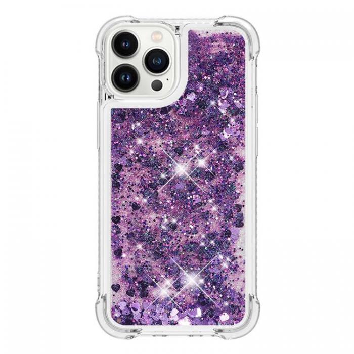A-One Brand - iPhone 14 Pro Max Skal Liquid Floating Glitter - Lila