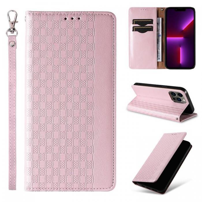 A-One Brand - iPhone 13 Pro Plnboksfodral Magnet Strap - Rosa