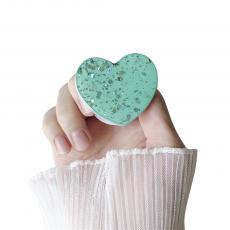 A-One Brand - Heart Glitter Mobilhållare / Mobilgrepp - Turkos