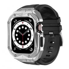 Kingxbar - Kingxbar Apple Watch 7/8 (45mm) Armband CYF140 2in1 Rugged - Silver