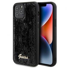 Guess - iPhone 12/12 Pro Skal HC Sequin Script Metall Svart