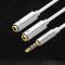 Ugreen - Ugreen Kabel Mini Jack 3.5 mm Till 2 x Mini Jack 3.5 mm 20cm - Vit