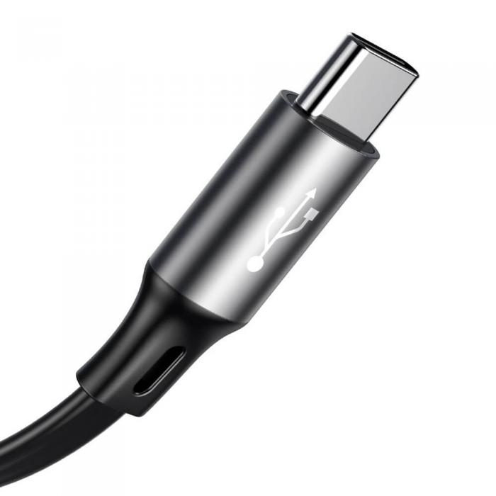 UTGATT - Baseus Fabric 3in1 USB microUSB/ lightning/ USB-C Kabel 1,2M Gr