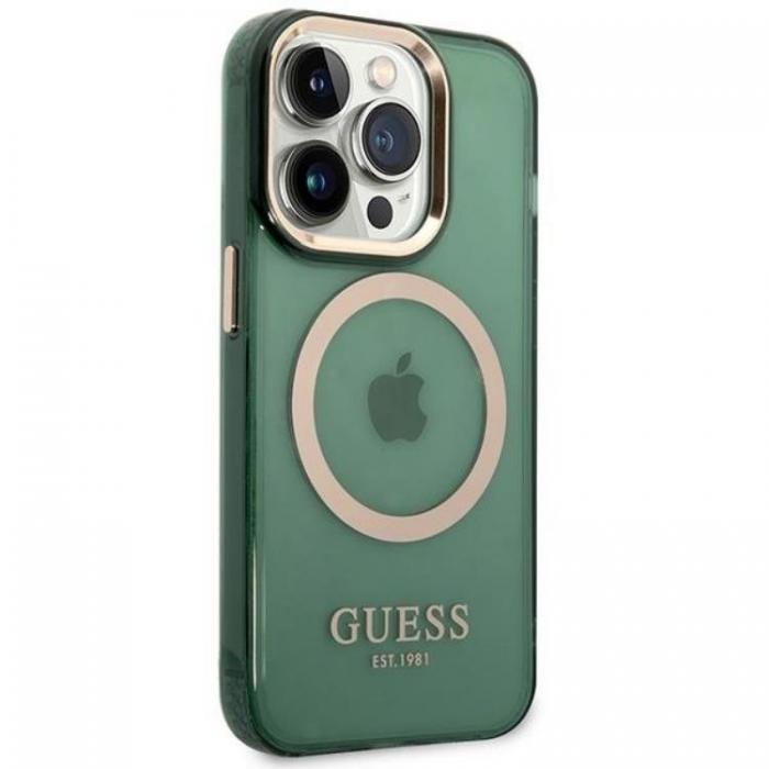 Guess - Guess iPhone 14 Pro Mobilskal Magsafe Guld Outline - Khaki