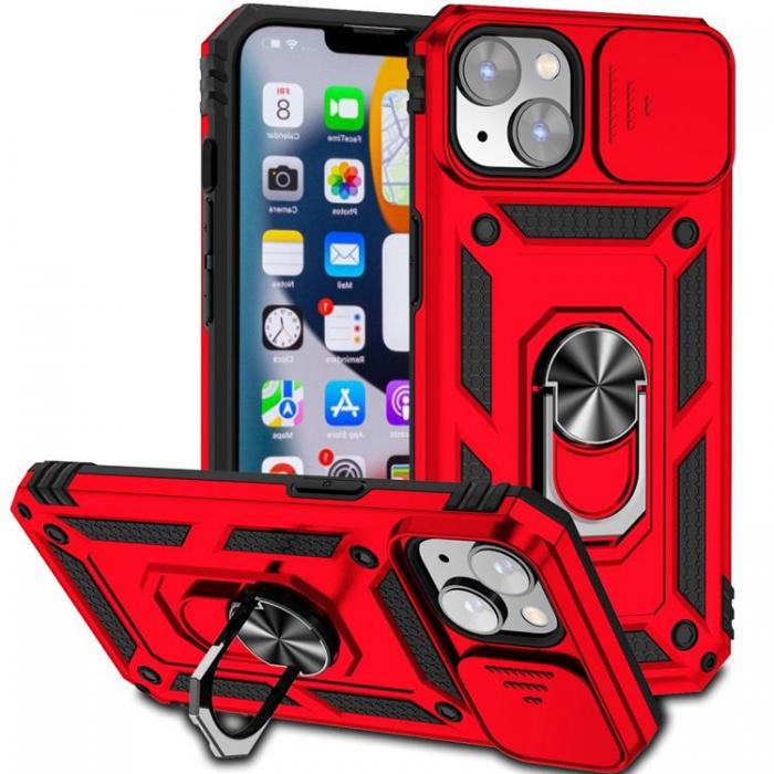 A-One Brand - iPhone 14 Skal Ringhllare Kickstand - Rd