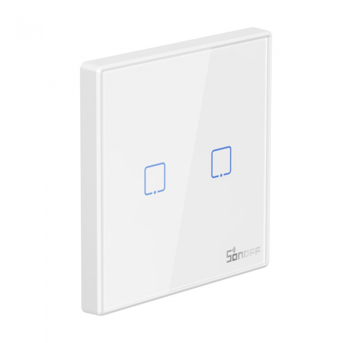 Sonoff - Sonoff Two-Channel Wi-Fi Light Switch T2EU2C-RF Sticky - Vit