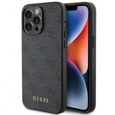 Guess - Guess iPhone 15 Pro Max Mobilskal 4G Metal Gold Logo - Grå
